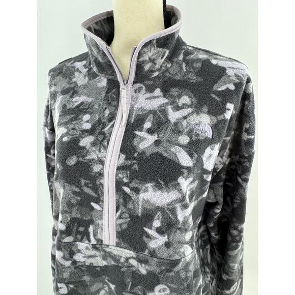 The North Face Womens Camo Black Purple Glacier Fleece Jacket Pullover XL - Picture 1 of 11